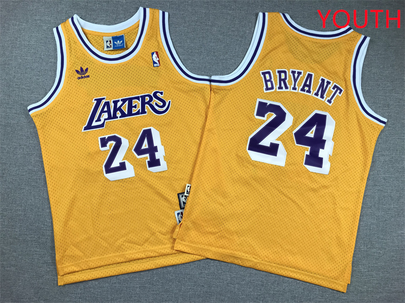 Youth Los Angeles Lakers #24 Bryant Yellow 2025 NBA Jersey style 2